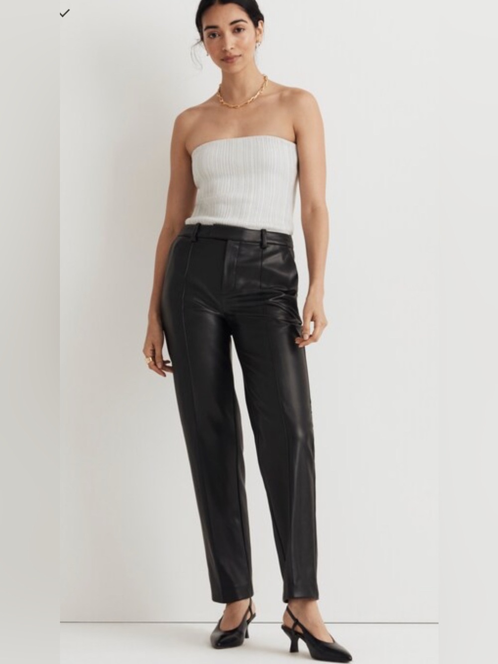 Madewell x Aimee Song Faux Leather Straight Leg Pants - Black Size 6 Like New